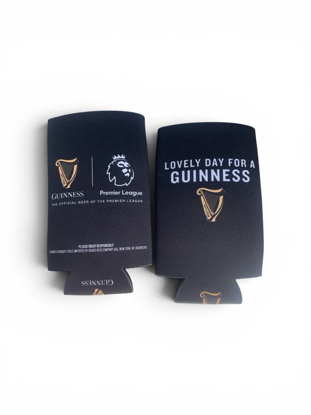 Guinness Premier League Can Koozie Set of 2 Beer Cooler Promo Soccer Collectible